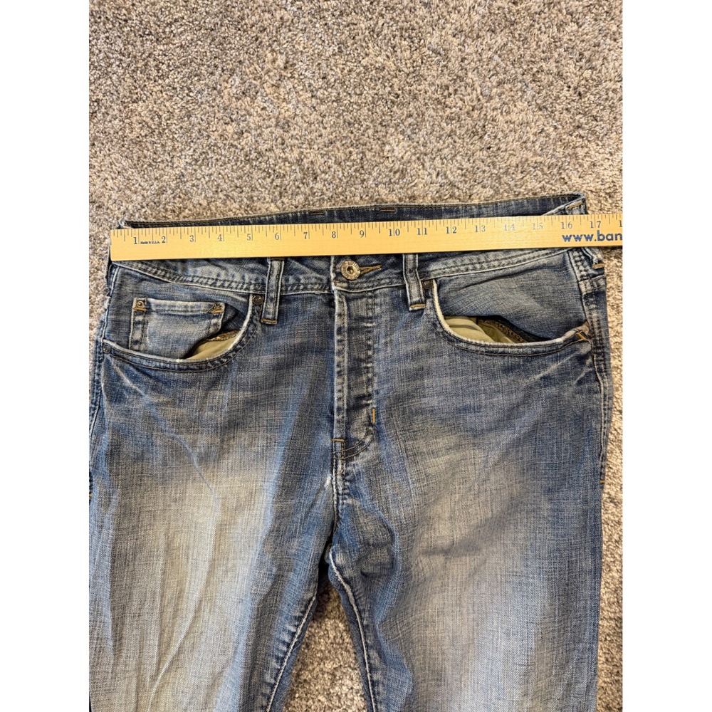 Buffalo Jeans Mens 34 Blue King Slim Bootcut Stretch Distressed Button Fly * - Picture 5 of 12